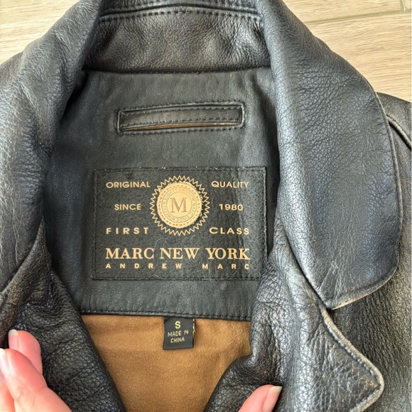 Vtg Marc New York Andrew Marc Mens Small Distressed Leather Heavy Jacket Brown - Picture 5 of 12